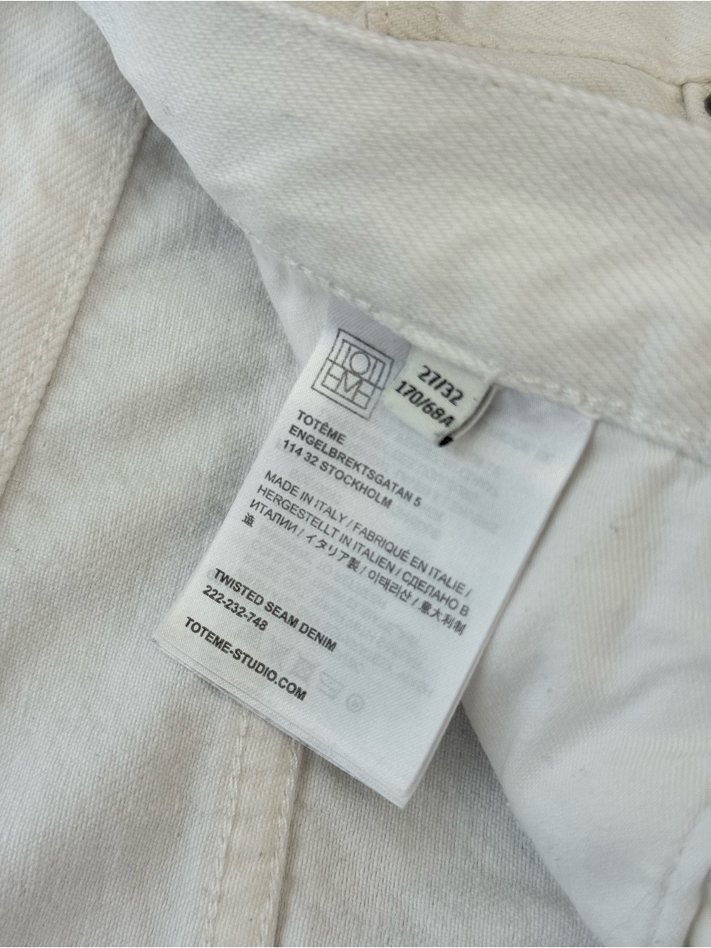 Toteme Twisted Seam White Straight-Leg High Rise Jeans - Size 27 - Made in Italy - Picture 9 of 11